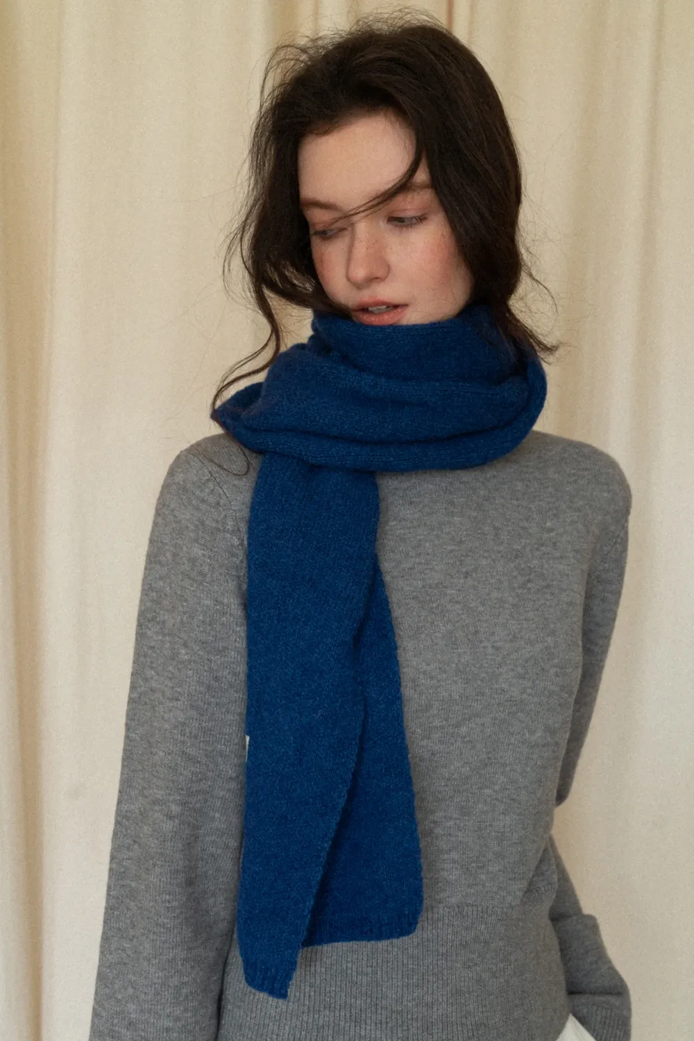 Warm Solid Long Knit Scarf