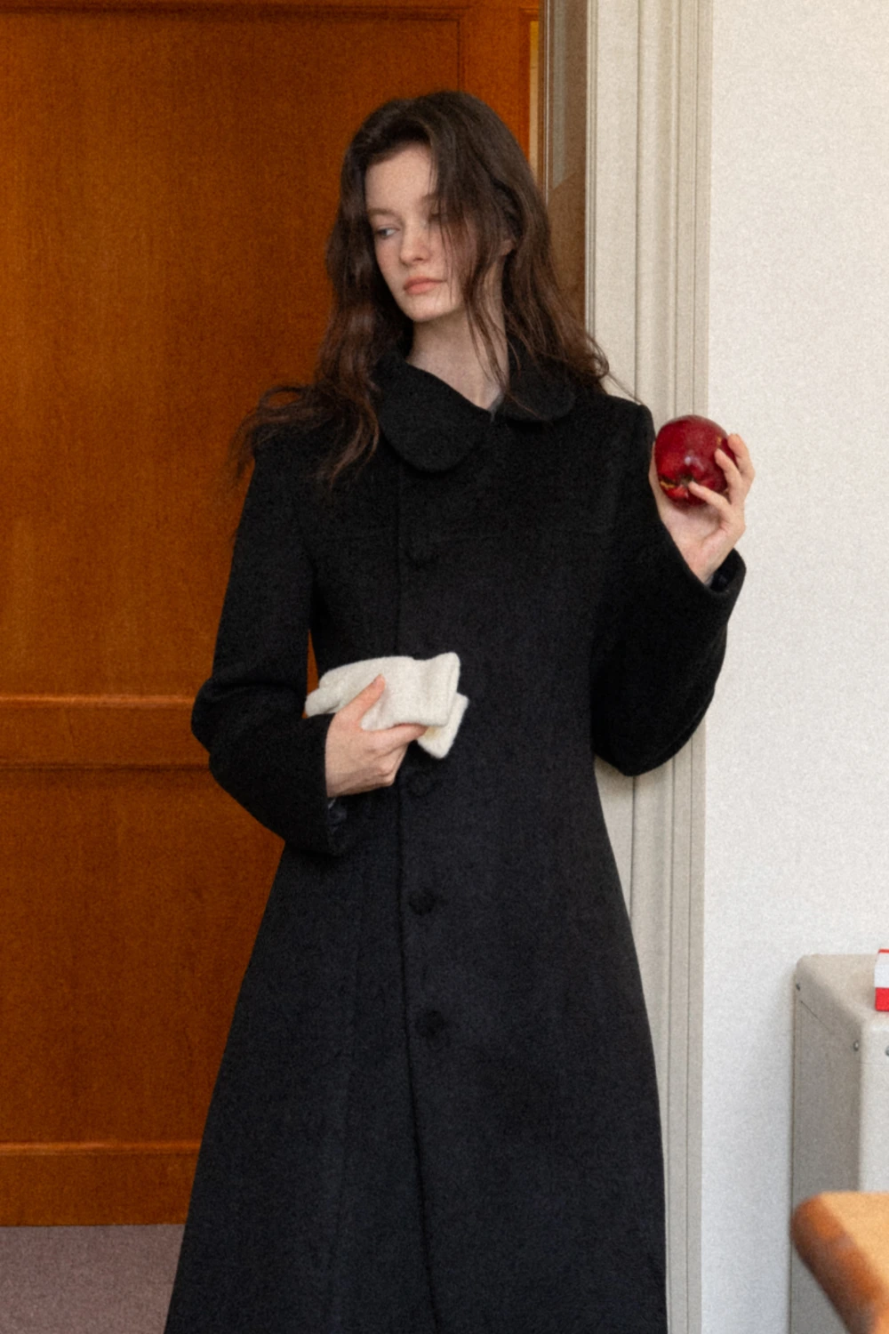Womens Chic A-Line Buttoned Long Wool Coat