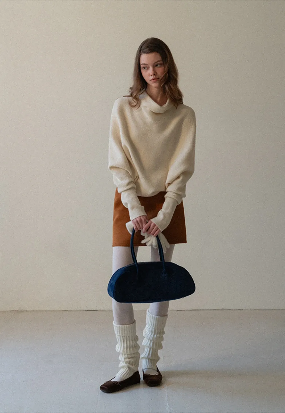 Modern Wrap Mock Neck Knit Top with Long Sleeves