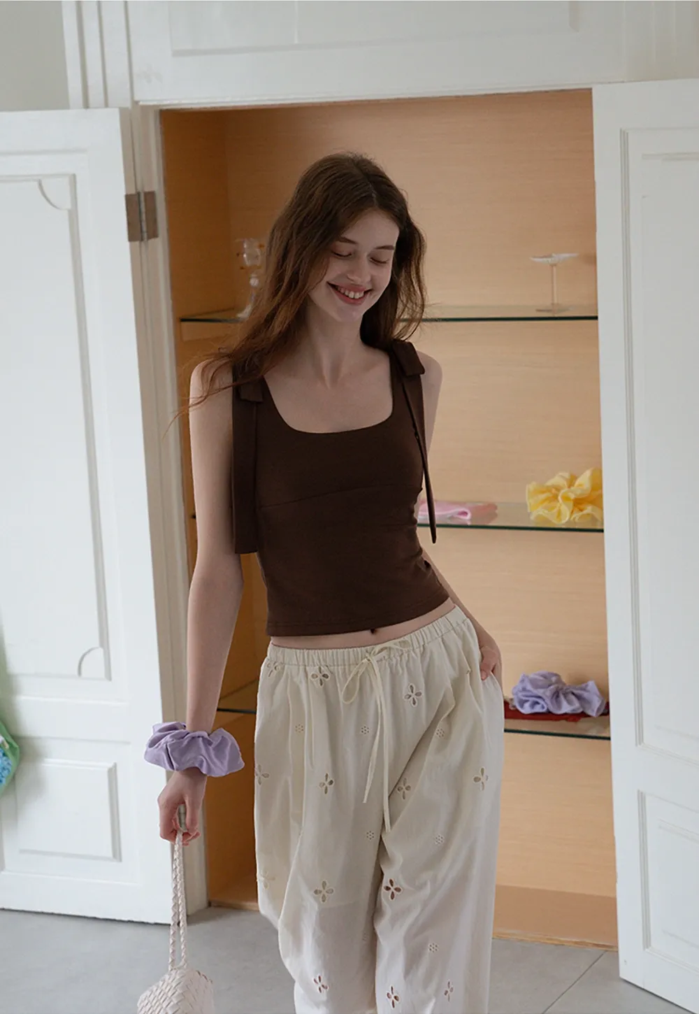 Women’s Eyelet Wide-Leg Drawstring Pants