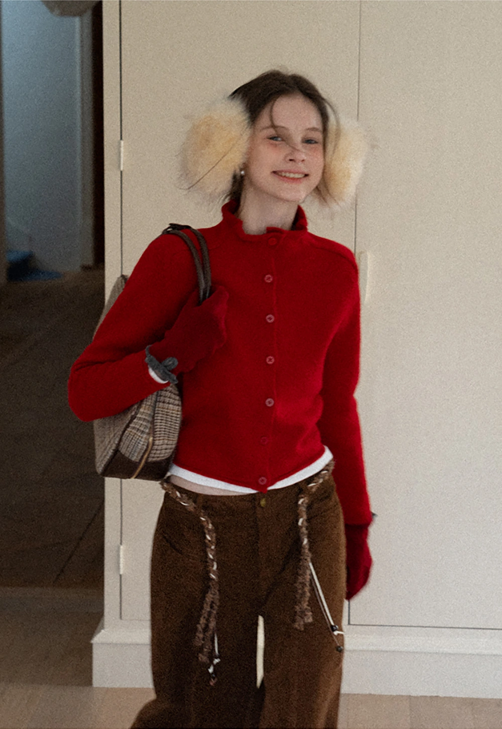 Women Wide-Legged Brown Corduroy Pants