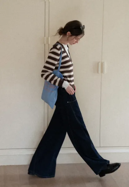 Layered V-Neck Striped Sweater