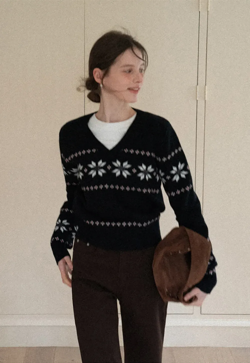 Fair Isle V-Neck Knit Sweater