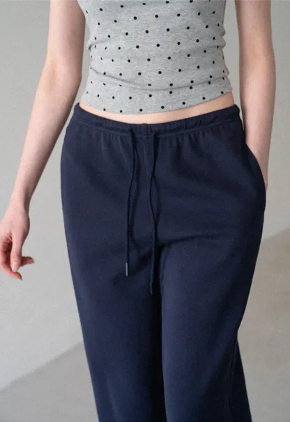 Freizeithose mit hohem Bund und Kordelzug, ausgestelltem Bein