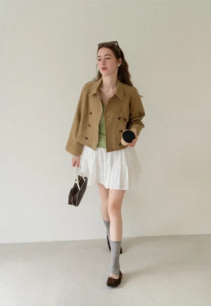 Cropped Double Breasted Short Jacket