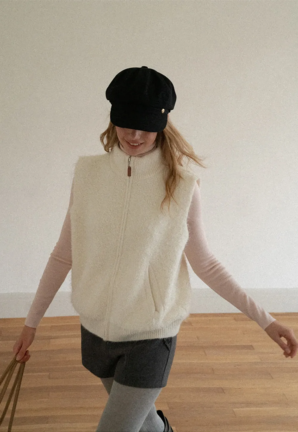 Structured Peak Cap with Gold Tone Button