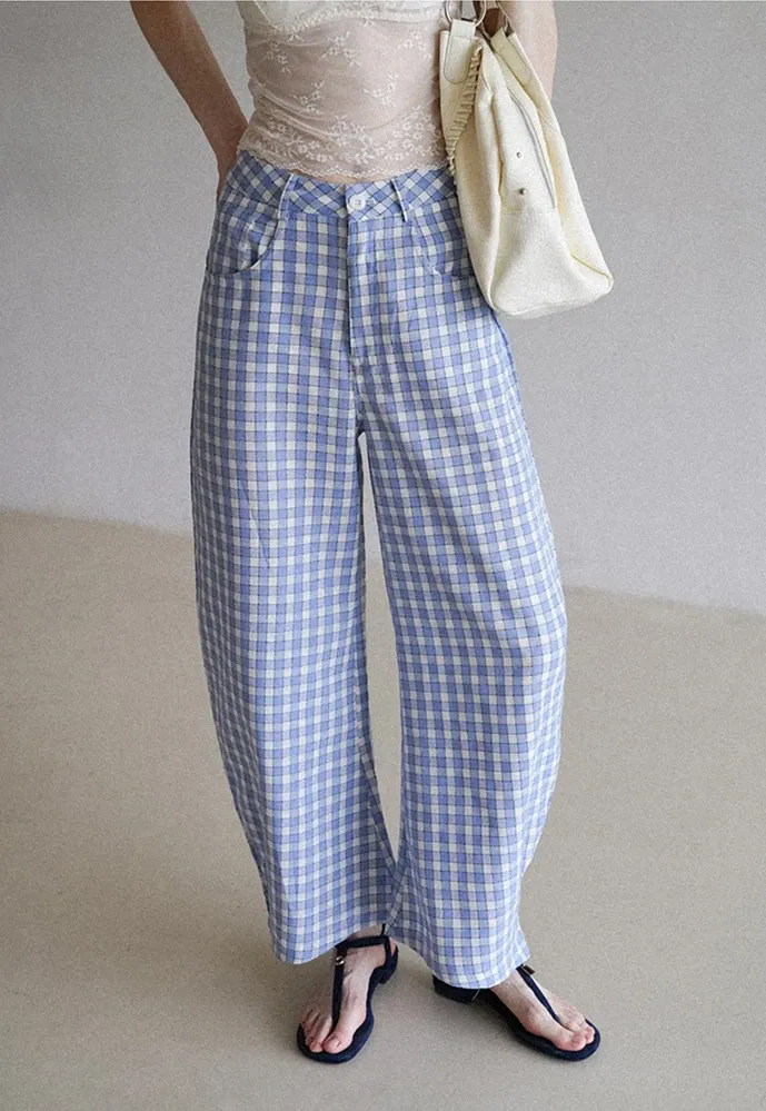 Women’s Gingham Wide-Leg Pants