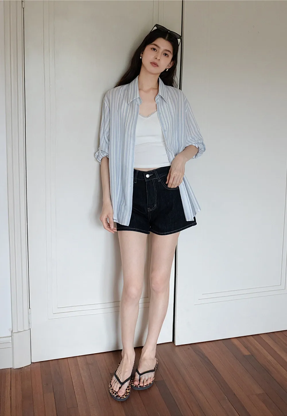 Breathable Cotton Striped Long Sleeve Shirt for Women