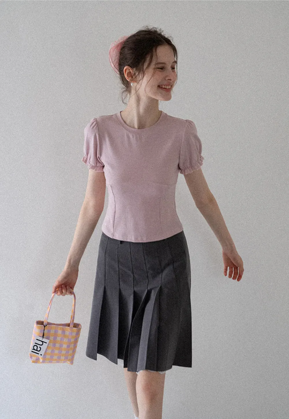 Pleated Mini Skirt with Lace Trim