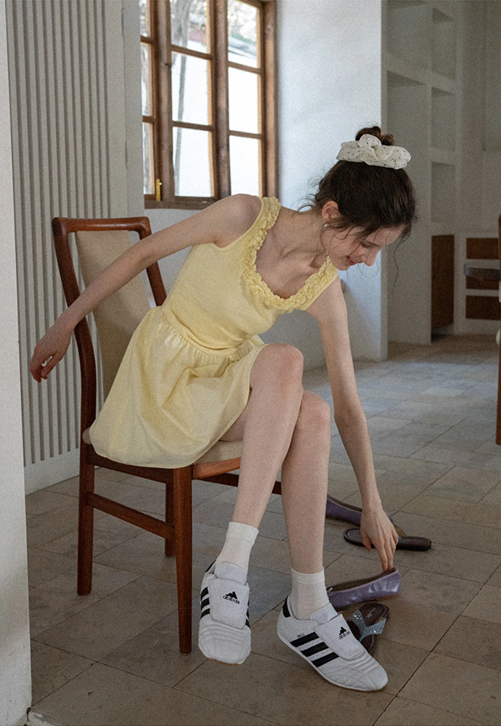 Women Ruffle Trim Sleeveless Fit & Flare Mini Dress