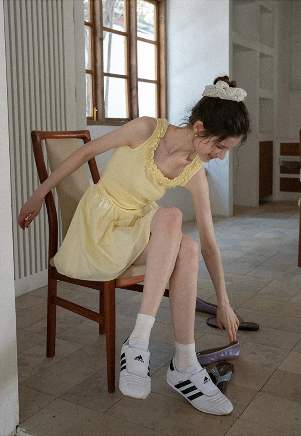 Women Ruffle Trim Sleeveless Fit & Flare Mini Dress