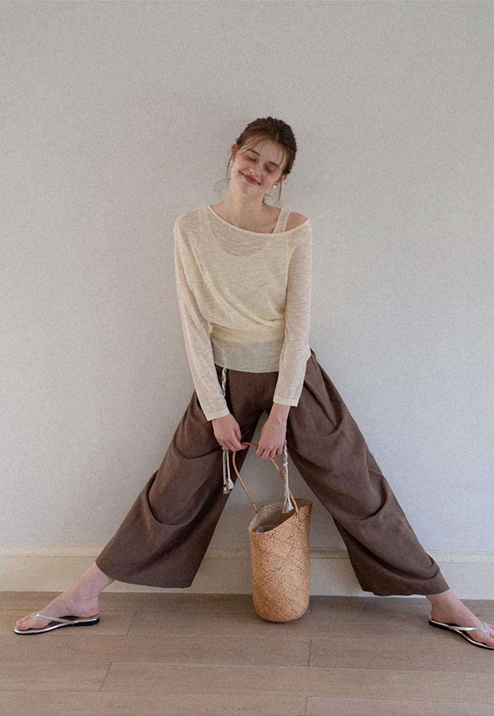 Women's Off-Shoulder Knit Top with Side Buttons