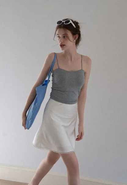 Women A-Line Mini Skirt With Lace Hem