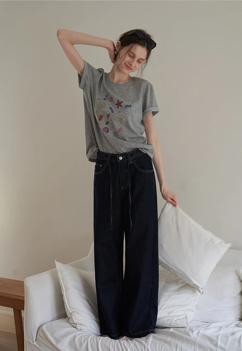 Women's Starfish and Seashell Print T-Shirt