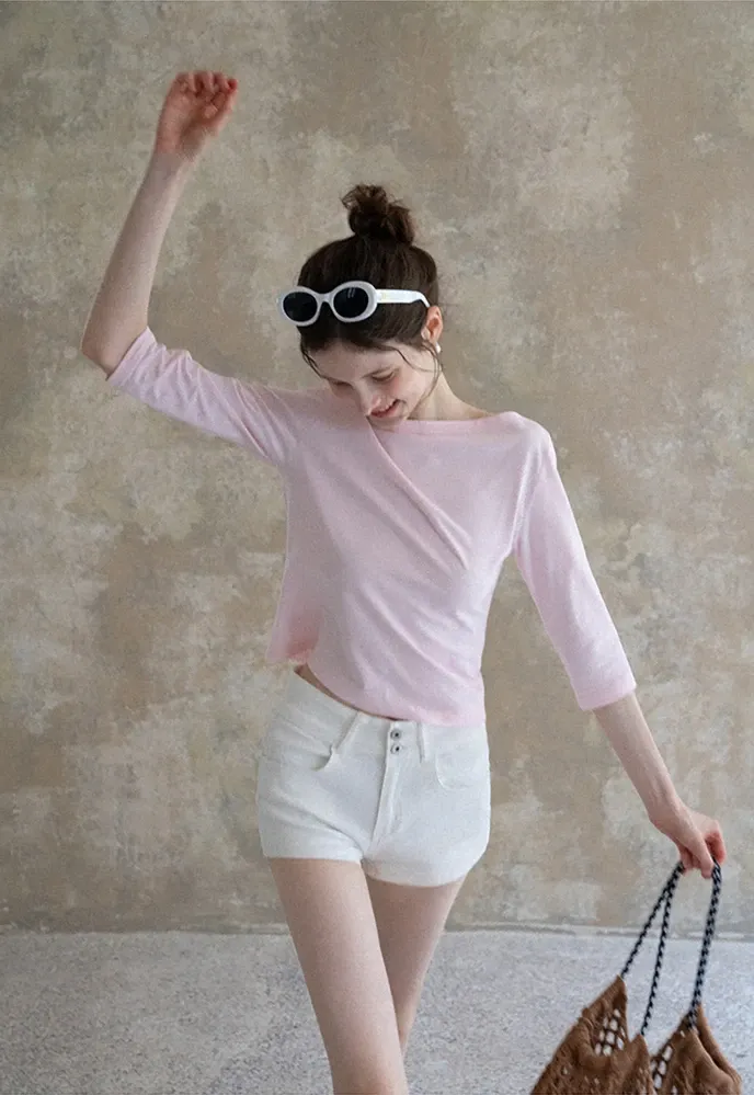 Women High Rise Stretch Denim Pocket Shorts