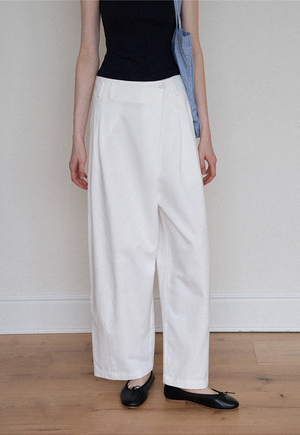 High-Waisted Wide-Leg White Pants