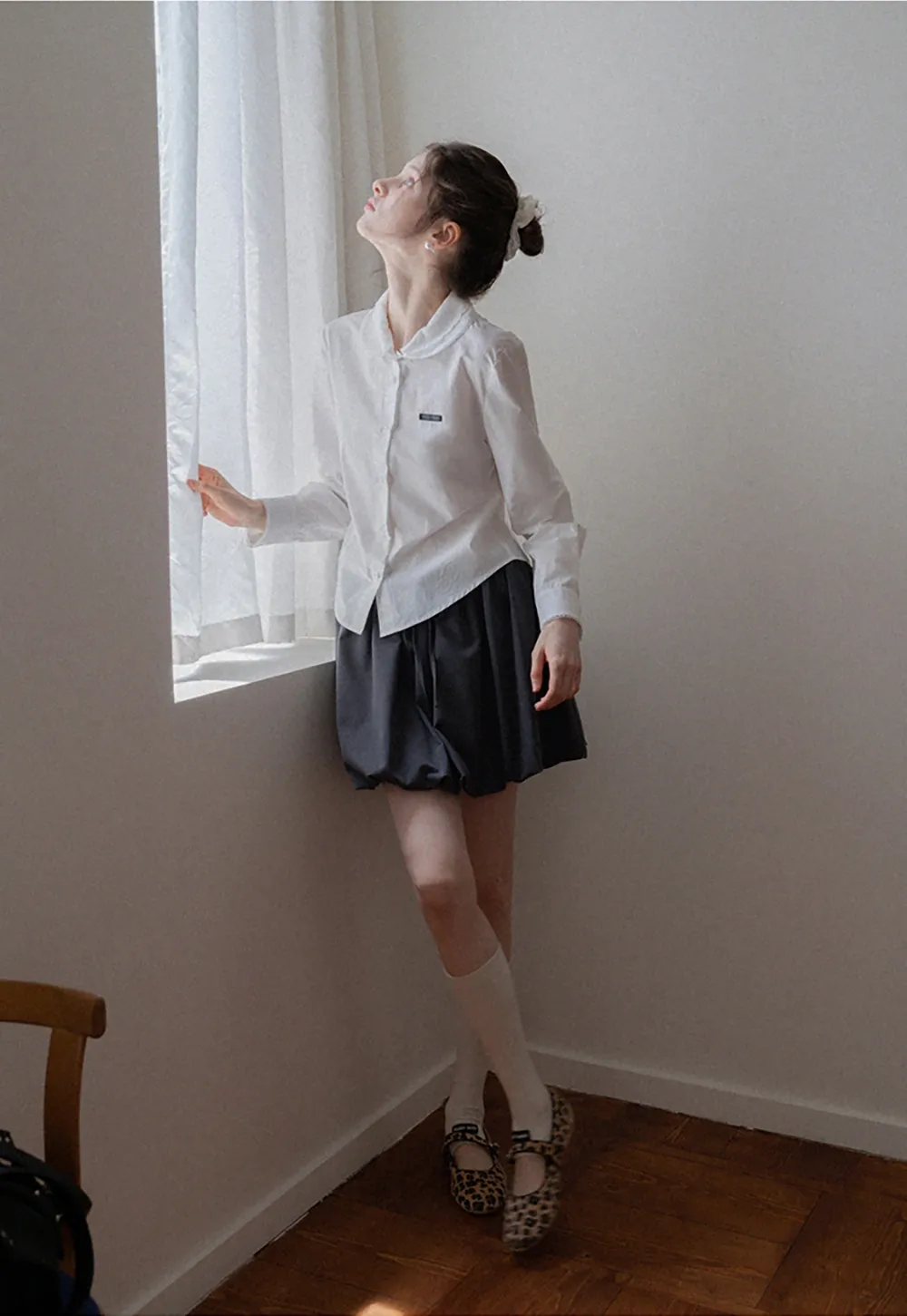 Women's Peter Pan Collar Long Sleeve Blouse