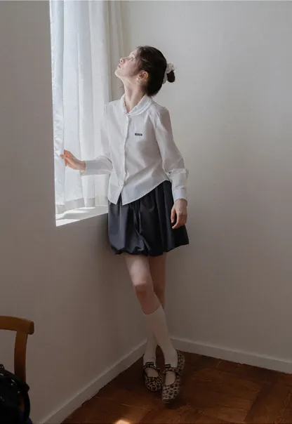 Women's Peter Pan Collar Long Sleeve Blouse