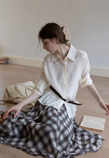 Women's Sheer Ruffle Hem Shirts