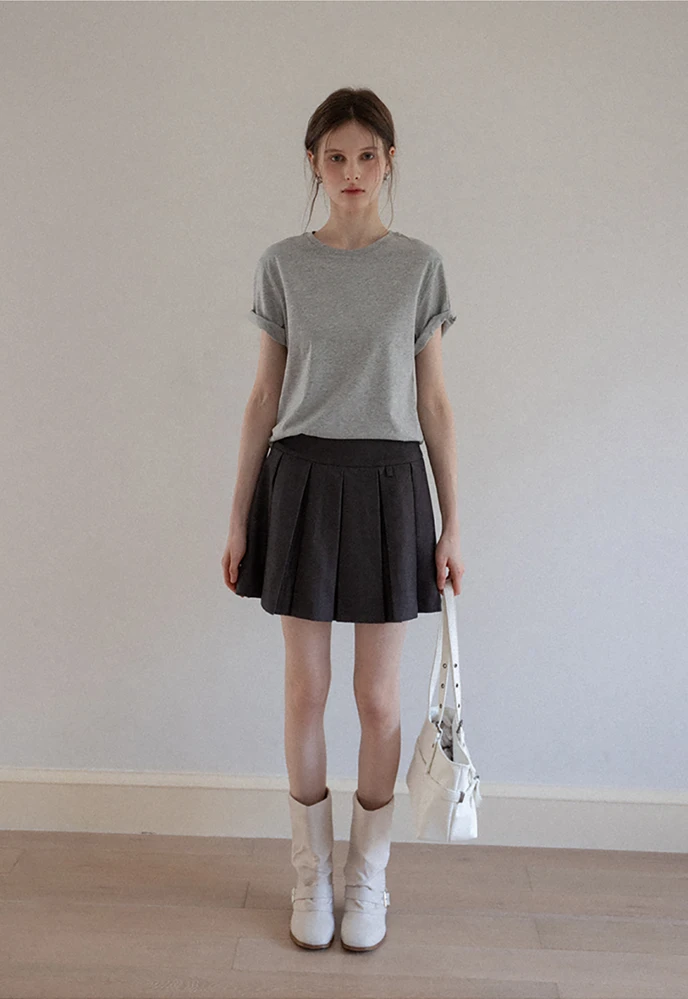 Pleated A-Line Mini Skirt