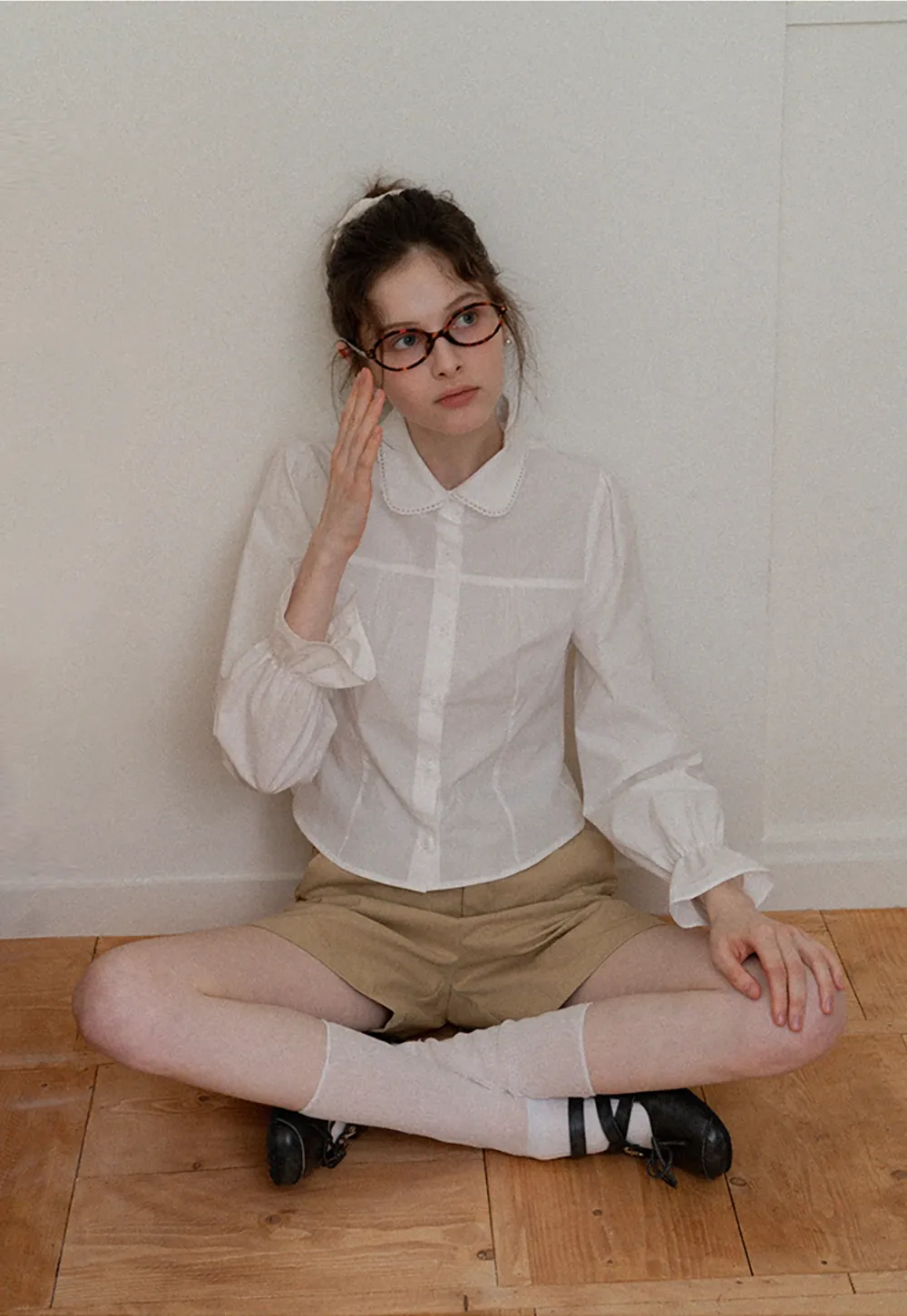 Women's Peter Pan Collar Long Sleeve Blouse