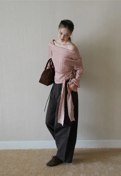 Womens Off Shoulder Tie Side Blouse