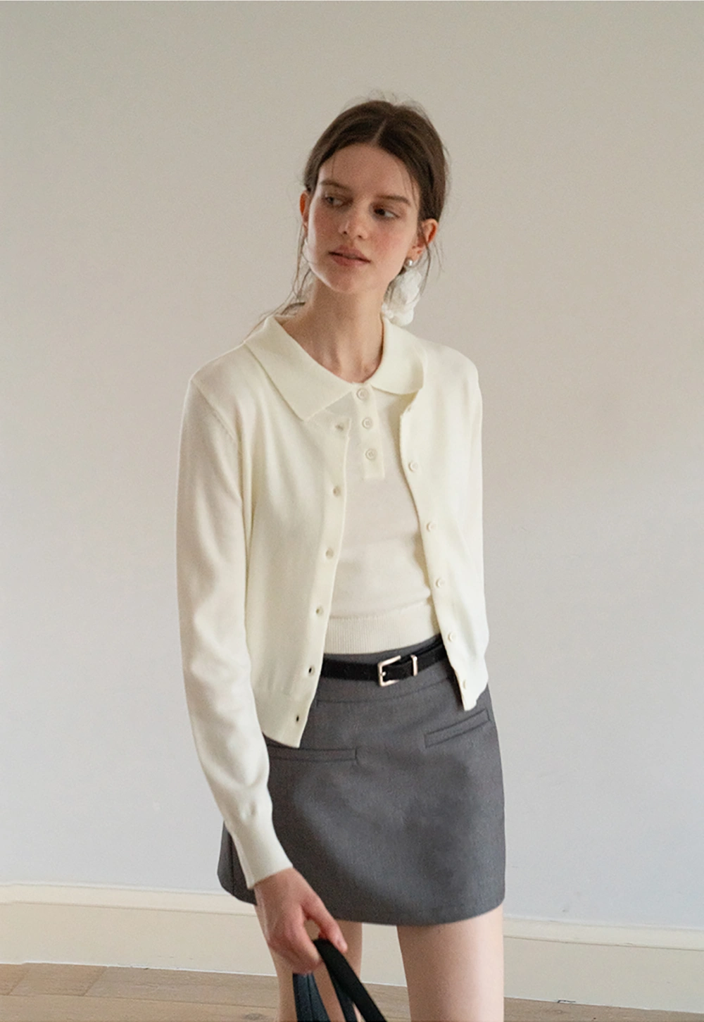 Womens Knit Cardigan Sweater Vest Set