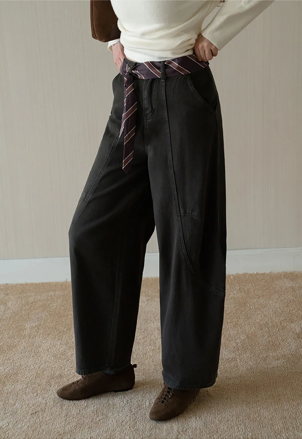 Womens High Waist Wide Leg Cargo Pants