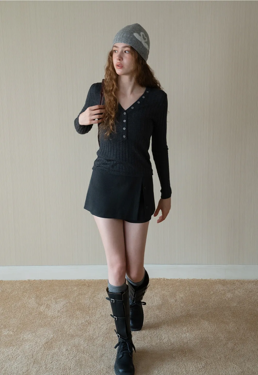 Layered Skort with Button Detail