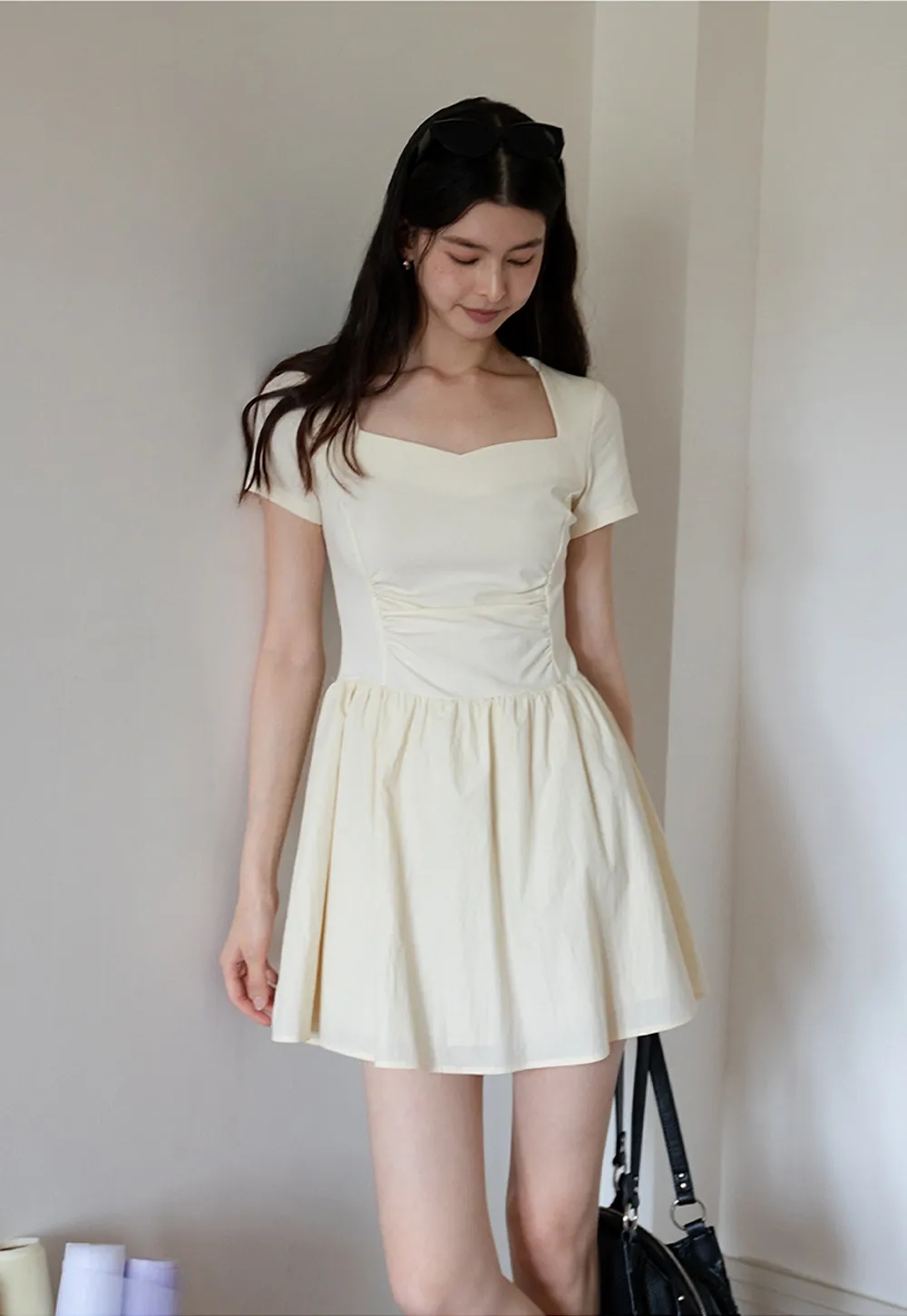 Square Neck Short Sleeve Dress for Women