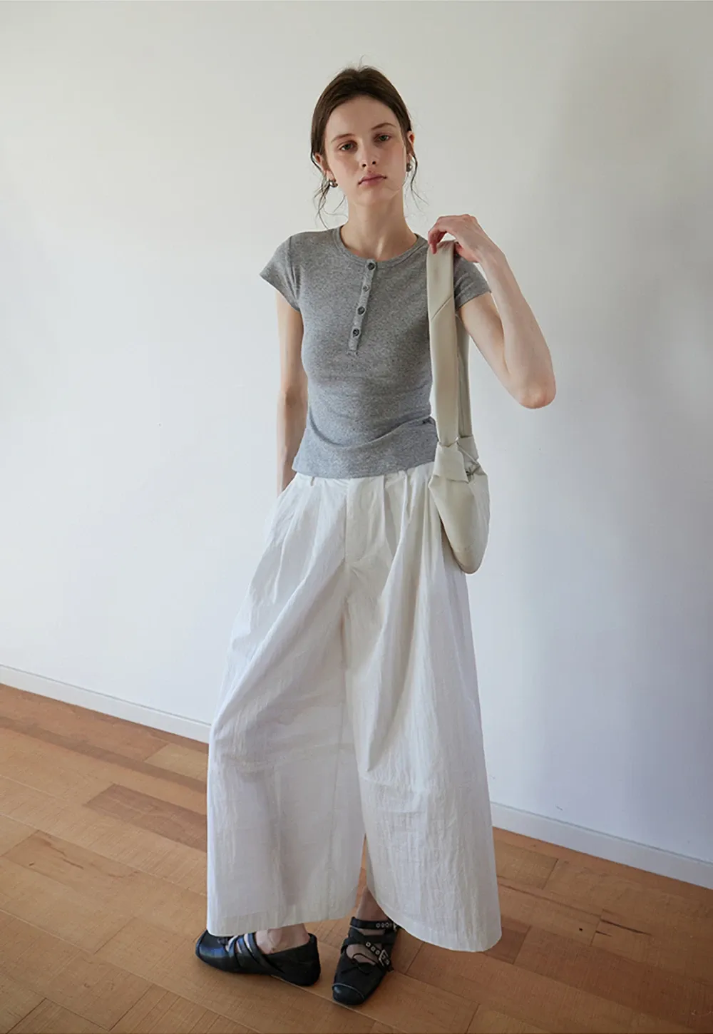 Wide Leg High Waist Cotton Pants