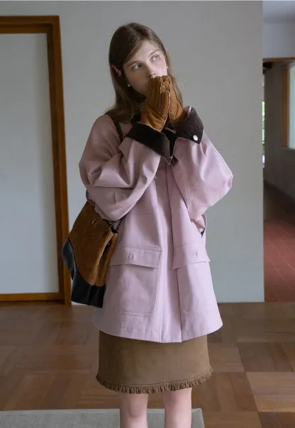 Contrast Collar Pocket Jacket