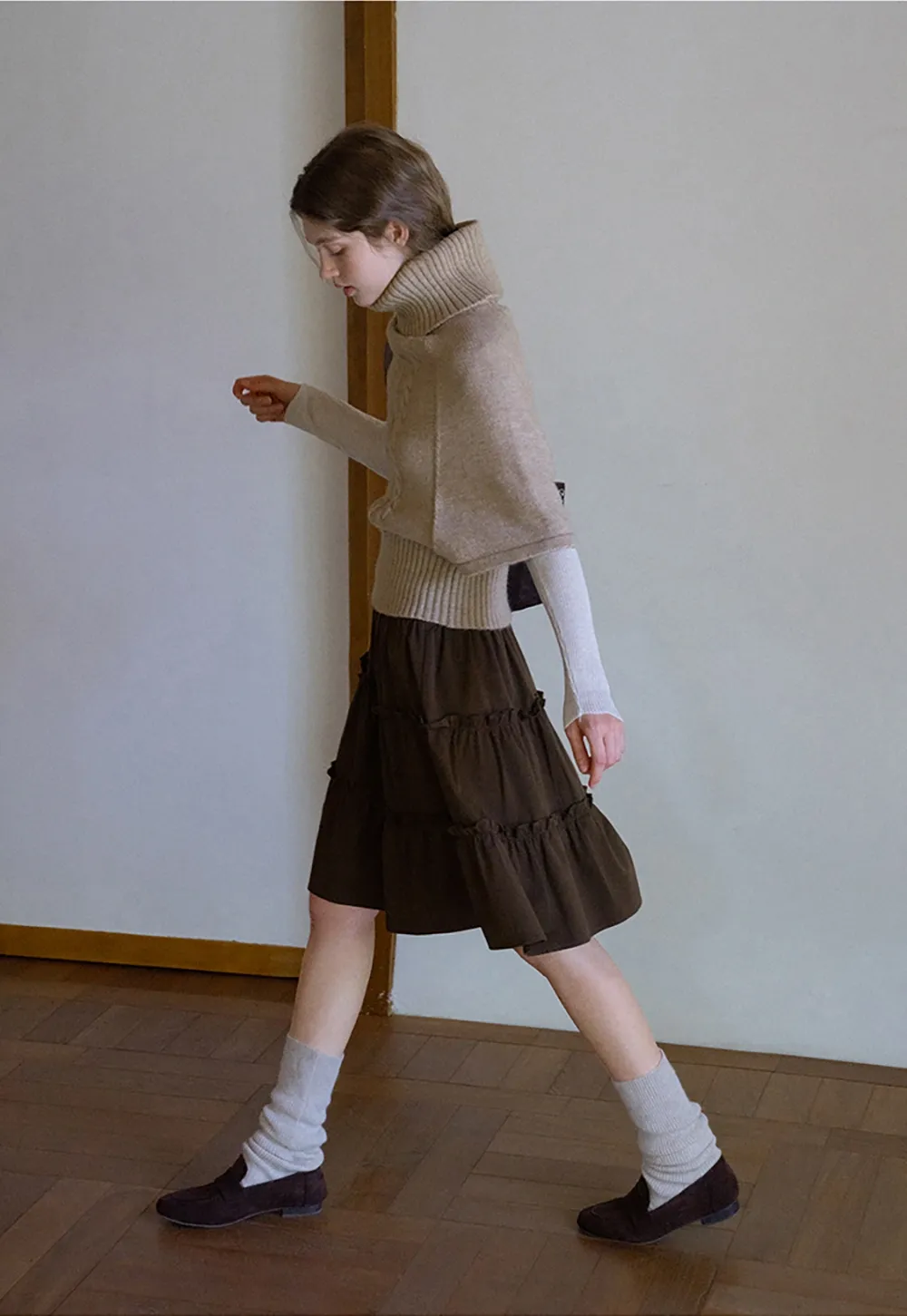 Elegant Cable Knit Turtleneck Wrap