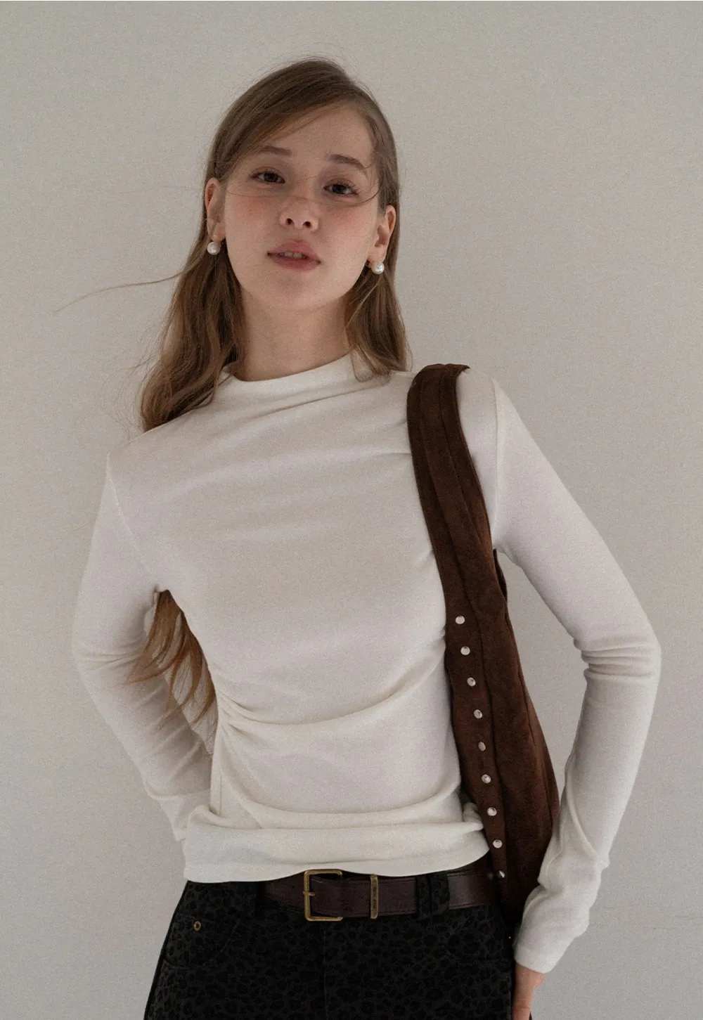 Womens Long Sleeve Mock Neck Top