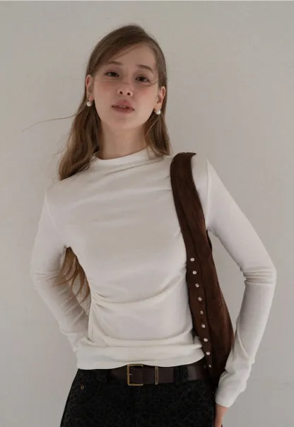 Womens Long Sleeve Mock Neck Top