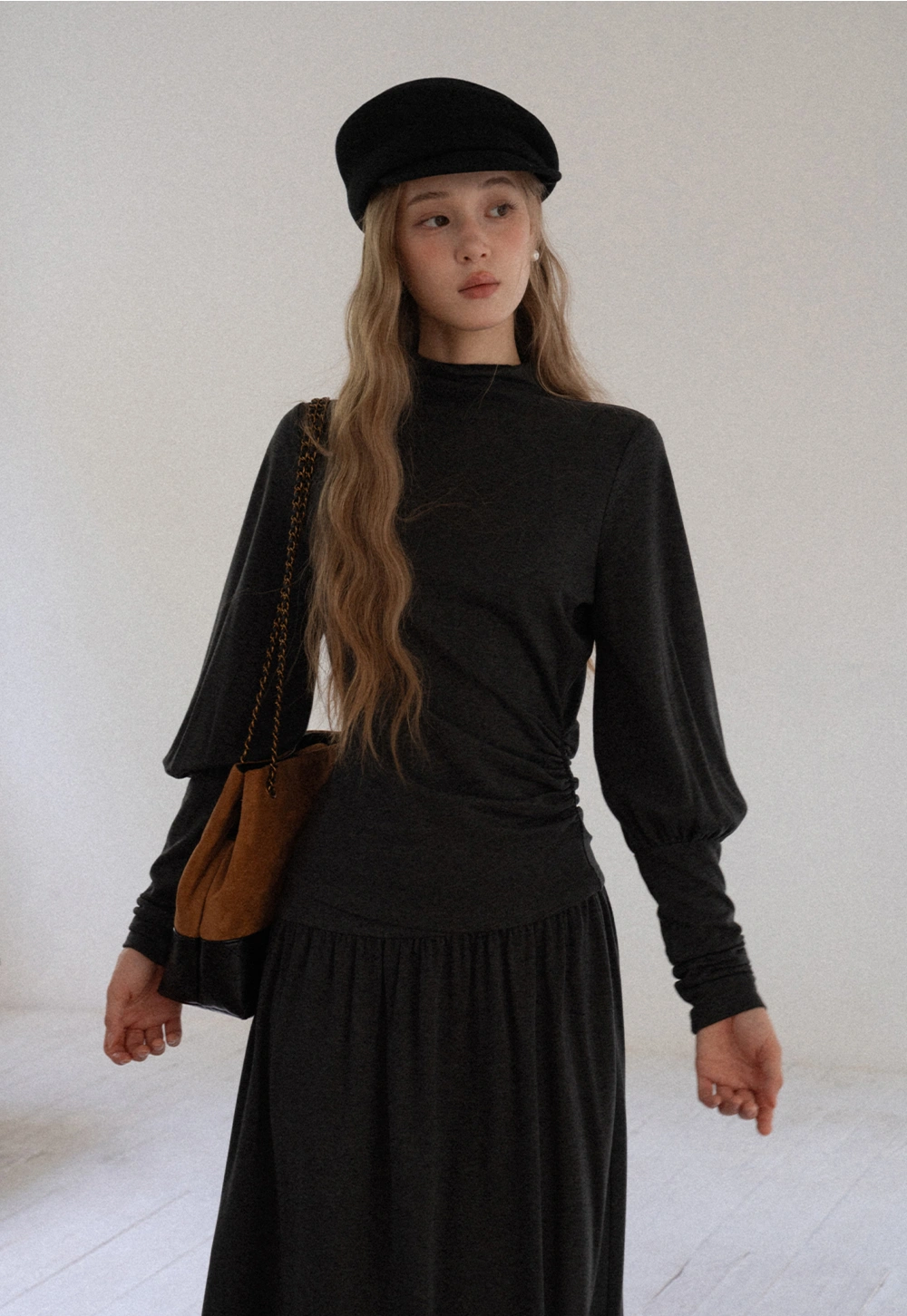 Women High Neck Long Sleeve Maxi Dress Elegant Casual Outfit