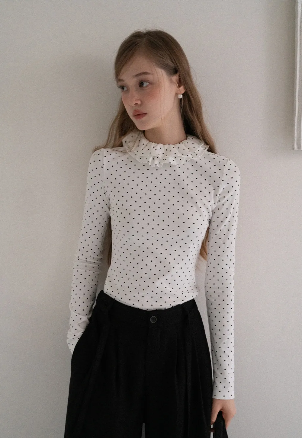 Women Polka Dot Long Sleeve T Shirt