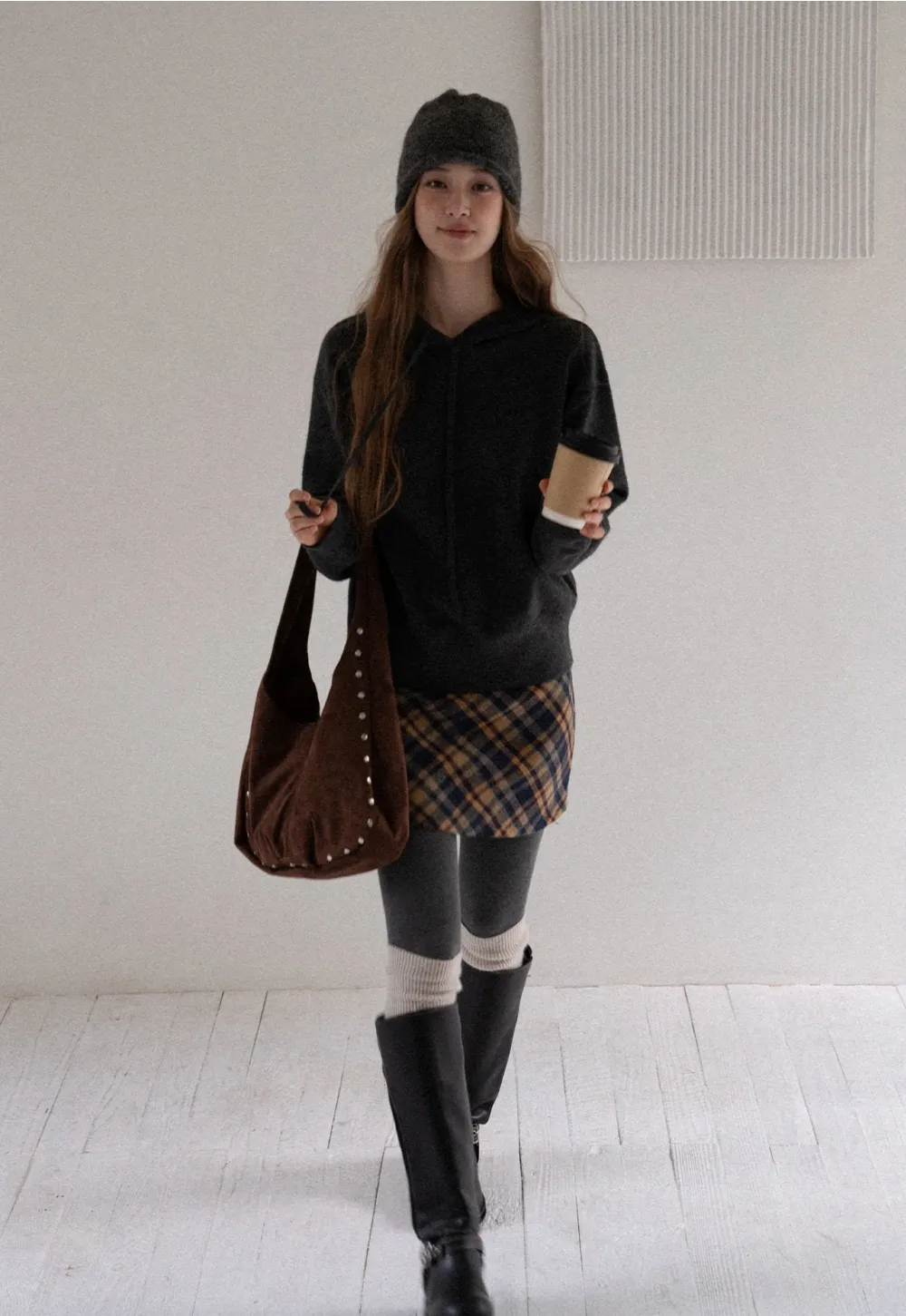 Women Basic Knit Hoodie Long Sleeve Pullover Sweater