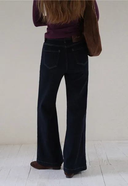 Womens High Waist Wide Leg Jeans with Belt