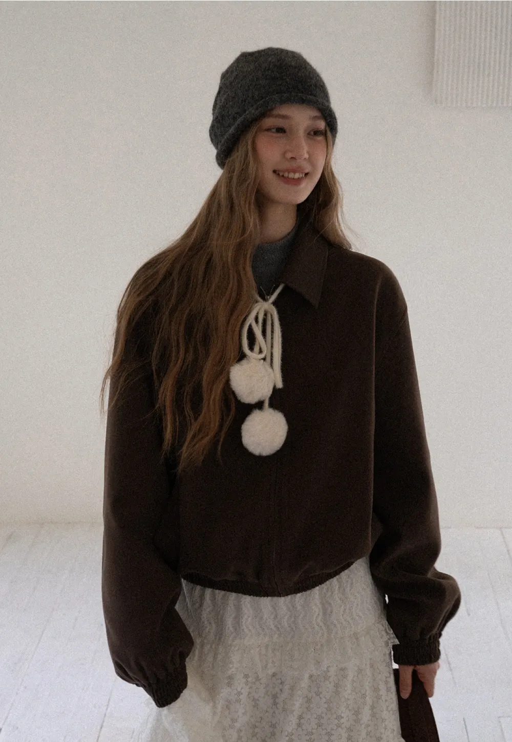 Women Zip Up Short Jacket Casual Long Sleeve Coat