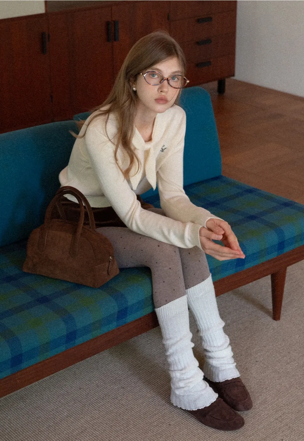 Women Elegant Tie Neck Pullover Sweater