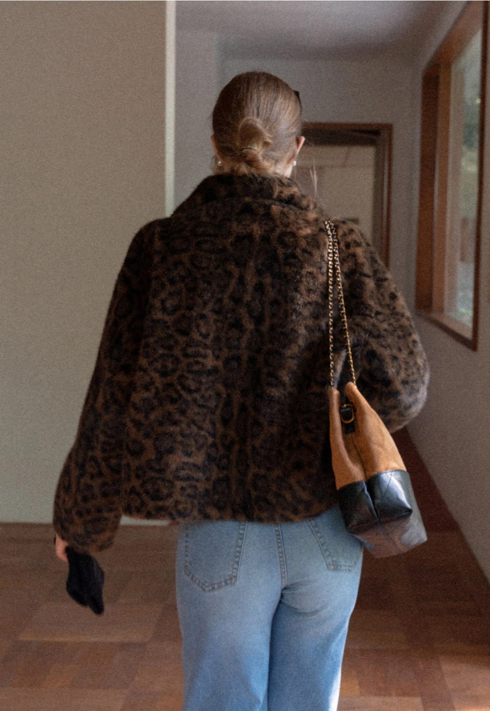 Vintage Faux Fur Leopard Jacket Women