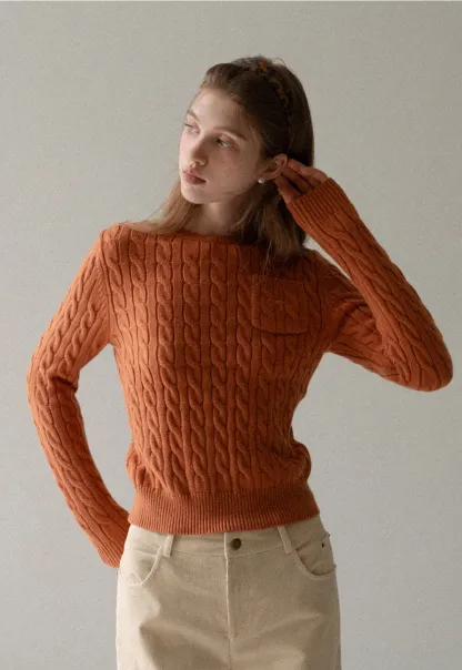 Women Cable Knit Sweater Long Sleeve Pullover Fall