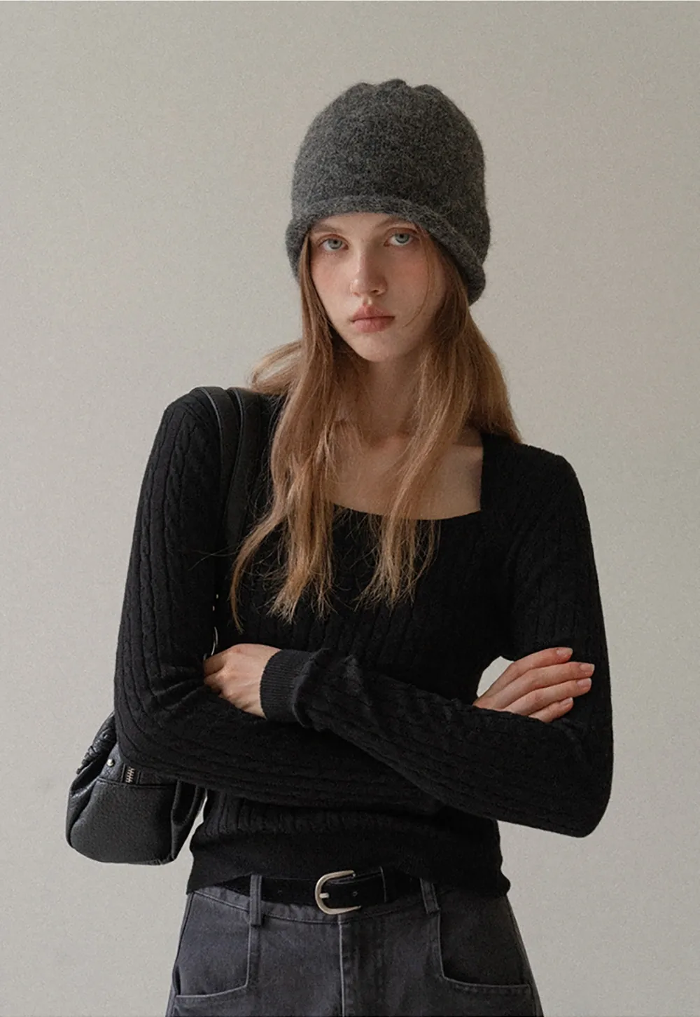 Square Neck Cable Knit Sweater