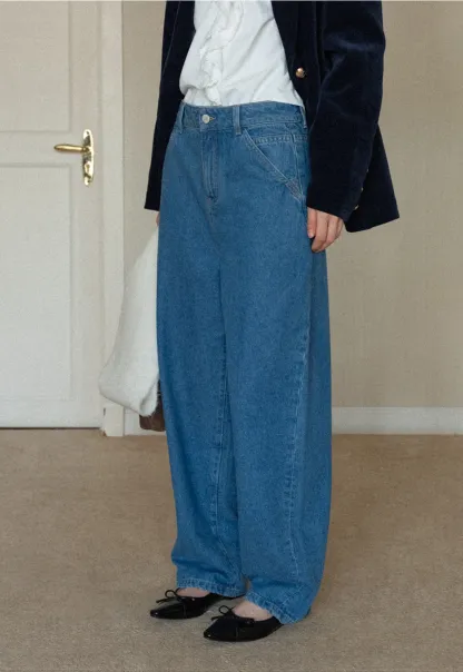 Vintage Blue Wide Leg Jeans Women Casual Style