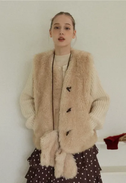 Soft Shearling Vest Women Warm Fuzzy Gilet