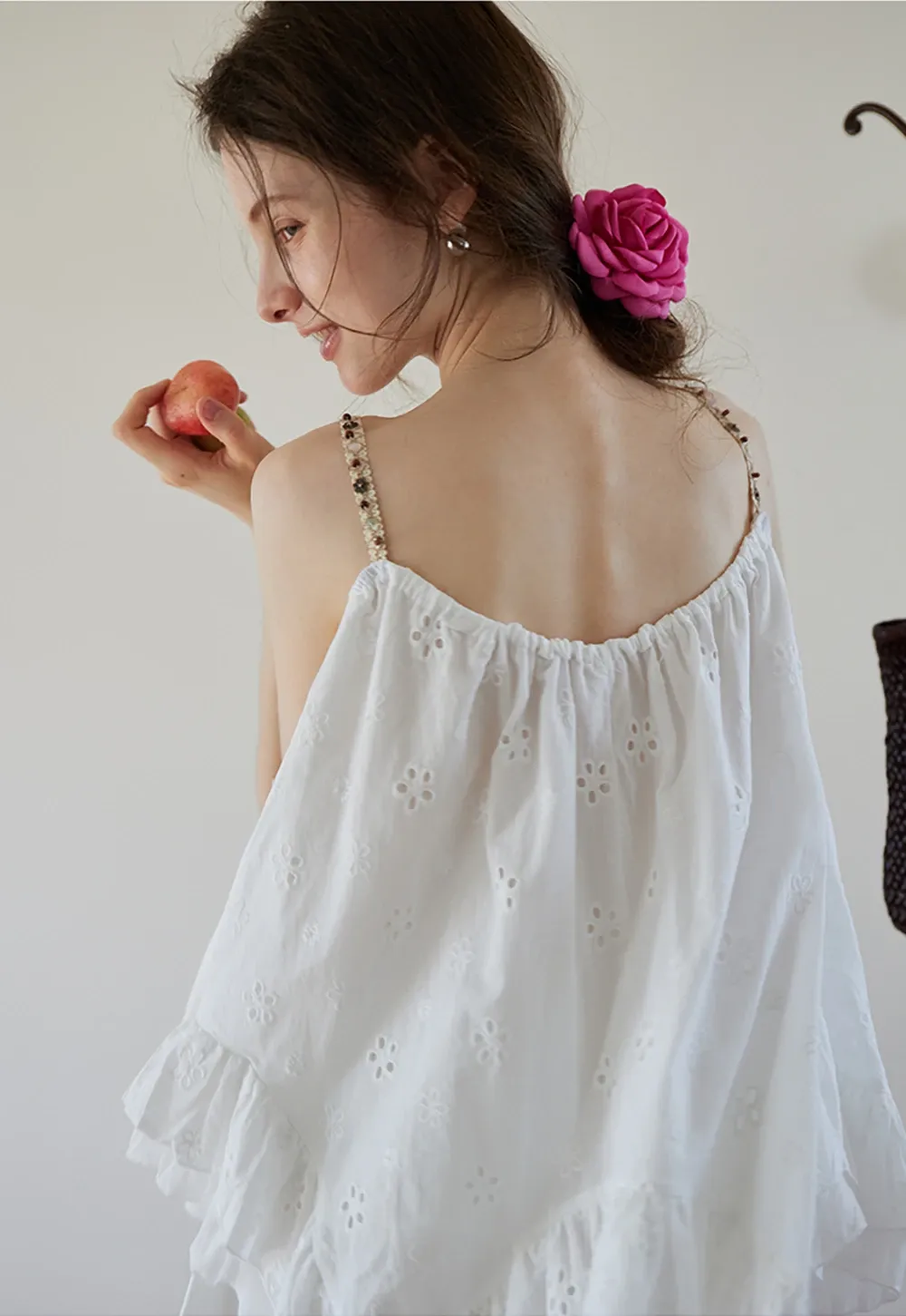Women’s Floral-Embroidered Ruffle Cami Top