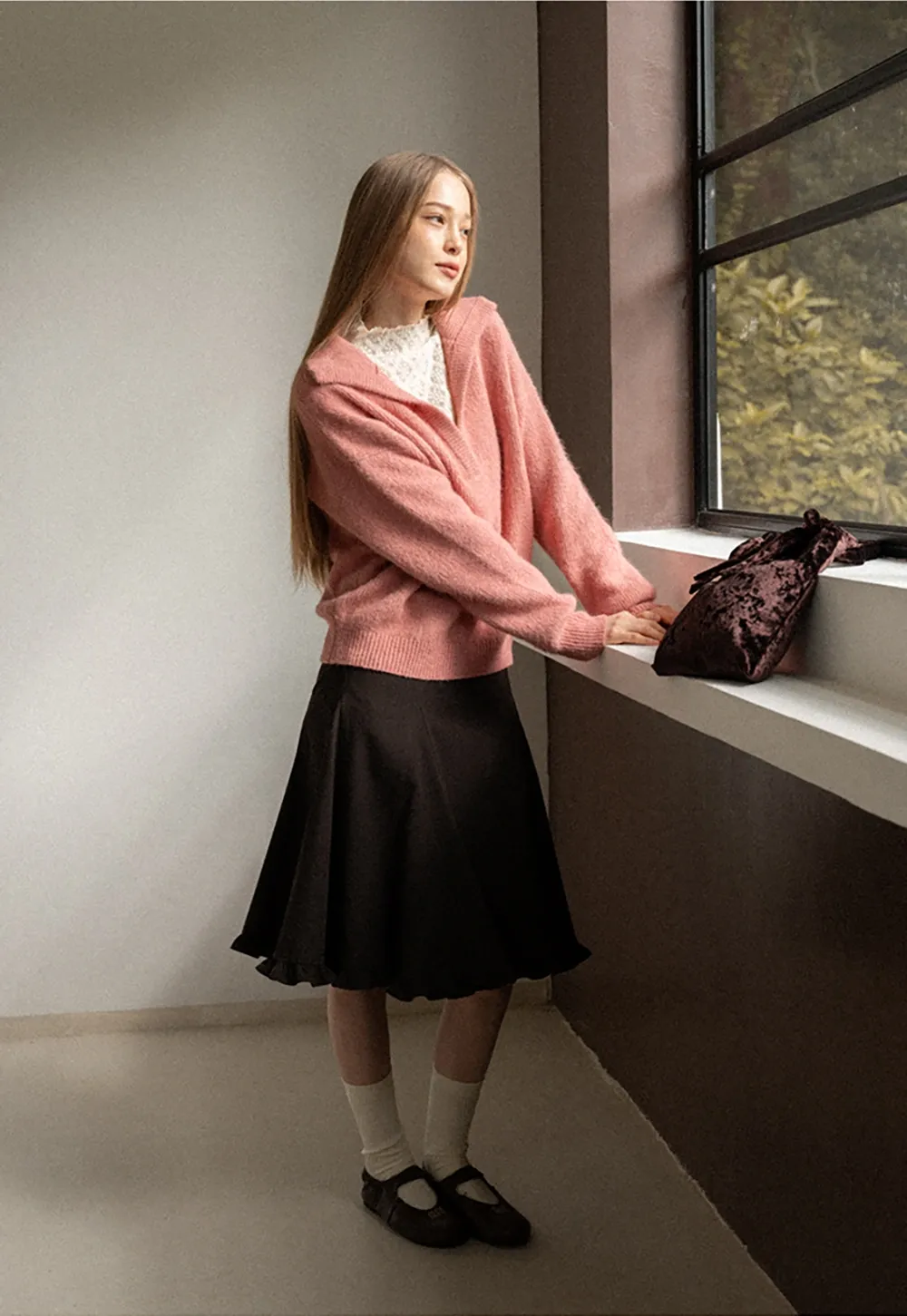 Cozy Half-Zip Sweater with Ribbed Details for Women