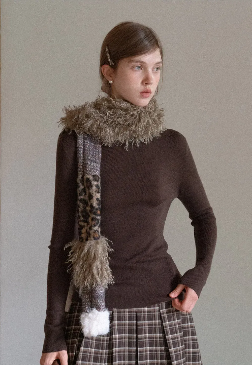 Mixed Texture Knit Scarf