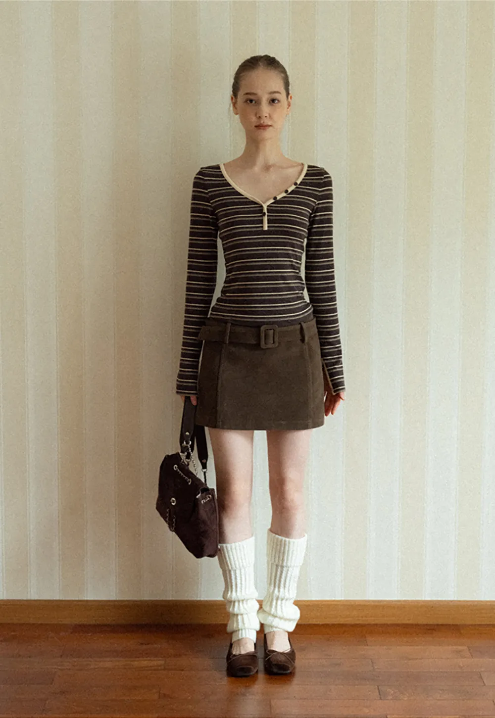 Suede Belted Mini Skirt